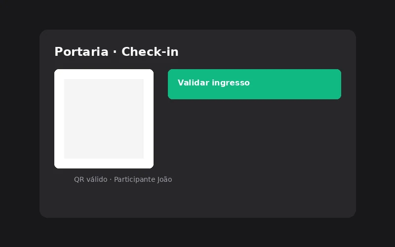 Captura de tela da validação de ingressos na portaria EventosBR com leitura de QR Code